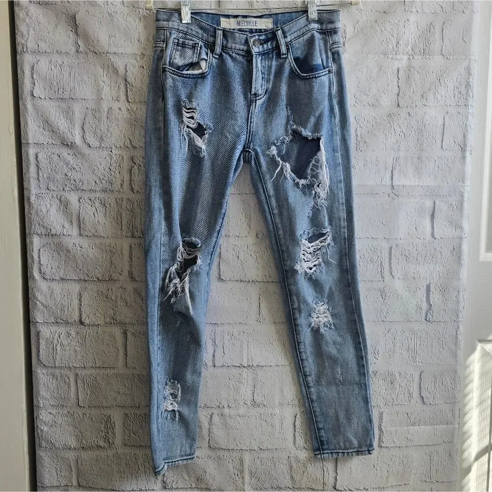 Brandy Melville Light Wash Distressed Skinny Jeans Women's 24